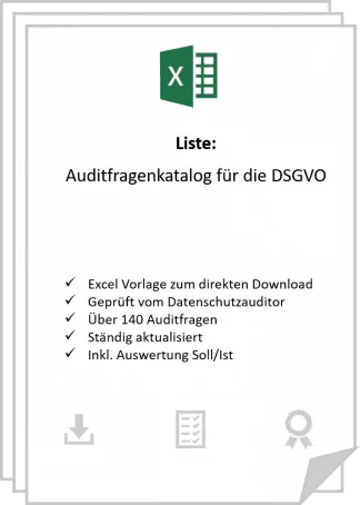 DSGVO Audit Checkliste - Auditfragen nach DSGVO zum herunterladen in Excel.