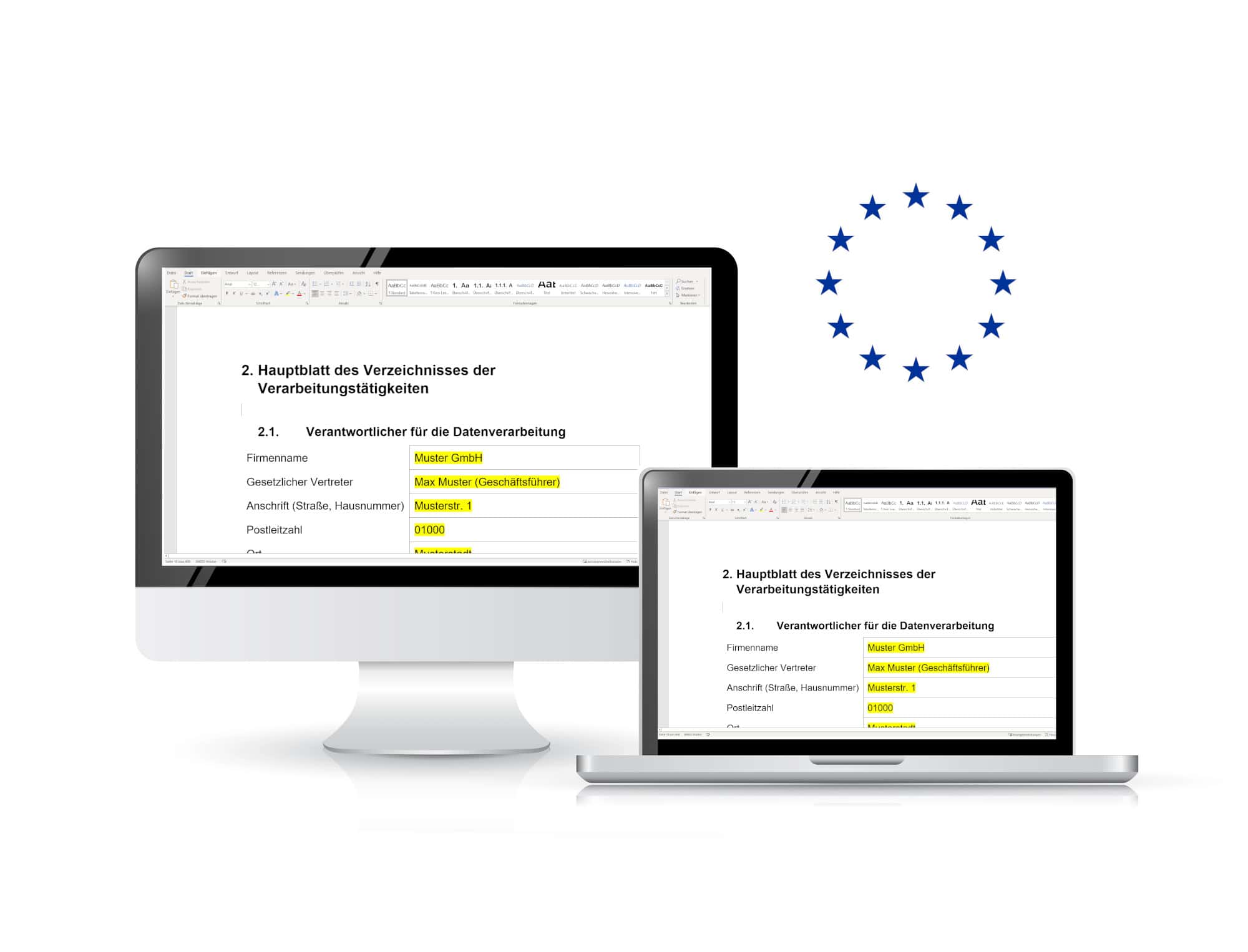Das Verzeichnis von Verarbeitungstätigkeiten in Word erstellen.